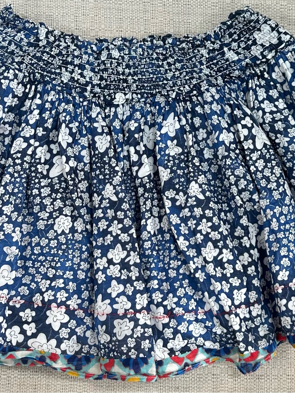 Hollister Navy Blue Floral Smocked Circle Skirt
